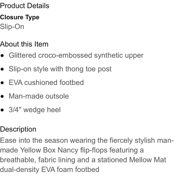 Yellow Box Shoes New Yellow Box Mellow Mat Nancy Pewter Flipflops
